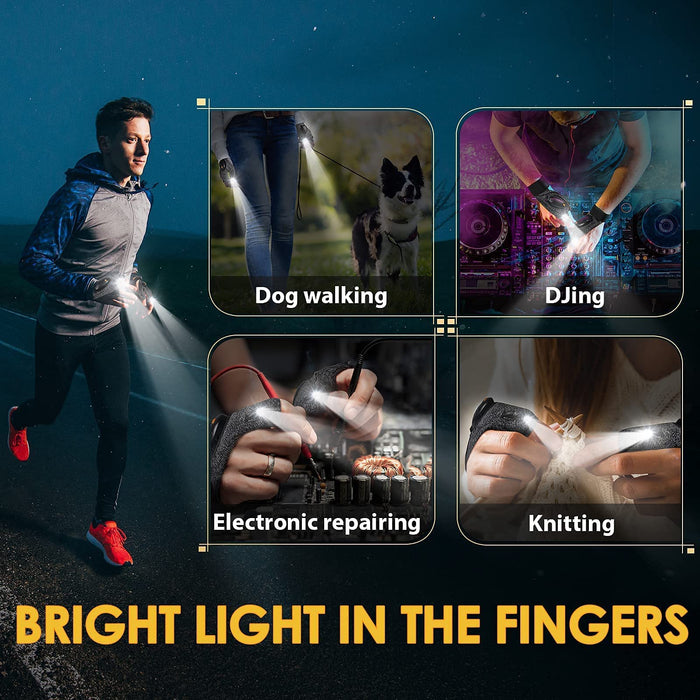Rechargeable LED Flashlight Gloves s for Men - Christmas Stocking Stuffers  Birthday s Cool Gadgets for Dad Husband Women Mom Hands-Free Lights for