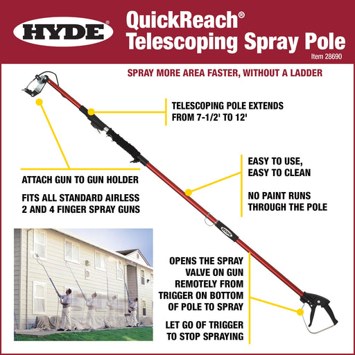 HYDE 28690 QuickReach Telescoping Pole, Extends from 7-1/2 to 12 Feet, —  CHIMIYA