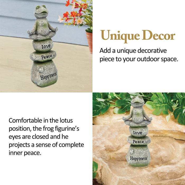 Nacome Meditating Frog Miniature Figurine,Zen Yoga Frog Garden Statue  Ornament- Indoor/Outdoor Garden Sculpture for Fairy Garden,Home