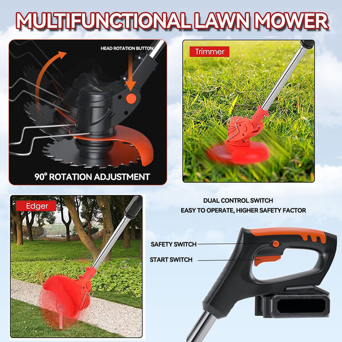 Windpost Electric Weed Wacker,650W Cordless Weed Eater,21V String Trimmers,Weed Wacker Cordless with Battery and Charger for Home Garden, Lawn, Yard, Bush Trimming & Pruning (RED)