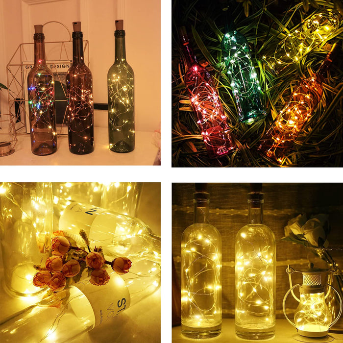 Godinsky Wine Bottle Lights with Cork, Warm Lights 10 Pack 20 LED Waterproof Battery Operated Cork Lights, Copper Wire Lights for Festival, Anniversary, Party, Wedding, Christmas (Warm Color)