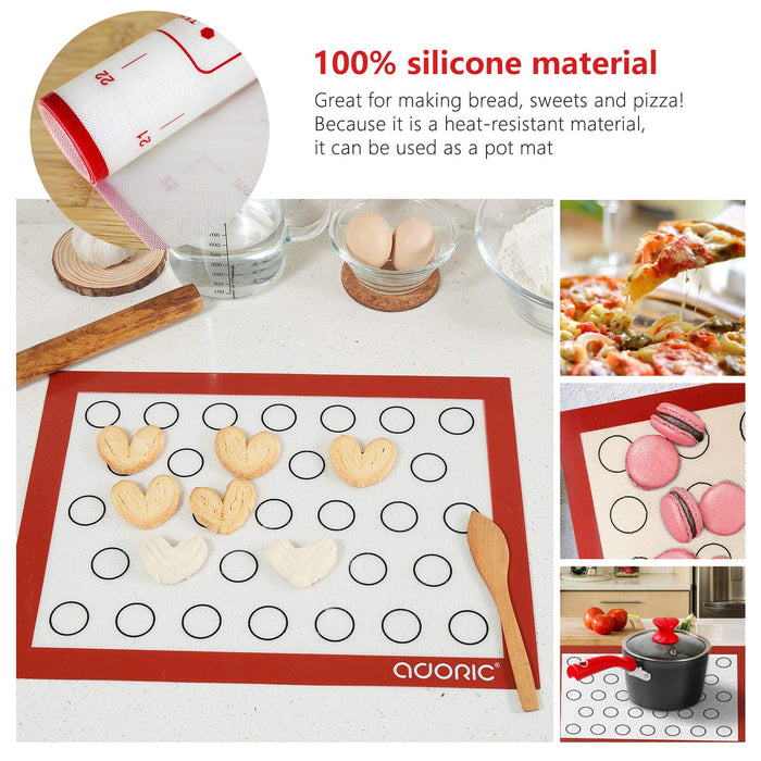 Silicone Pastry Mat 2 Pack Non Stick Baking Mat with Measuremenst