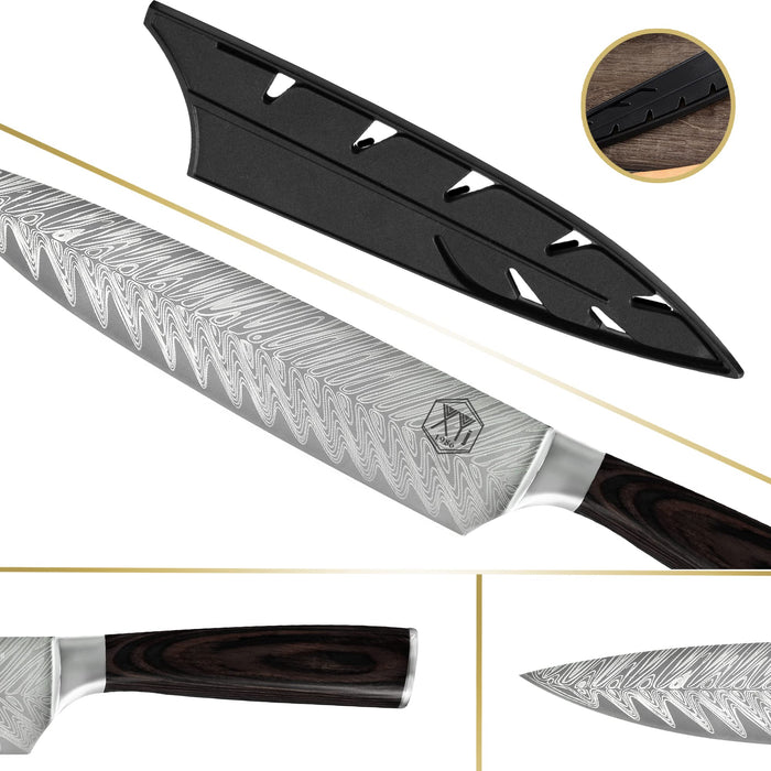 CHOLYS Professional Damascus Pattern Kitchen Knife Set of 3pcs