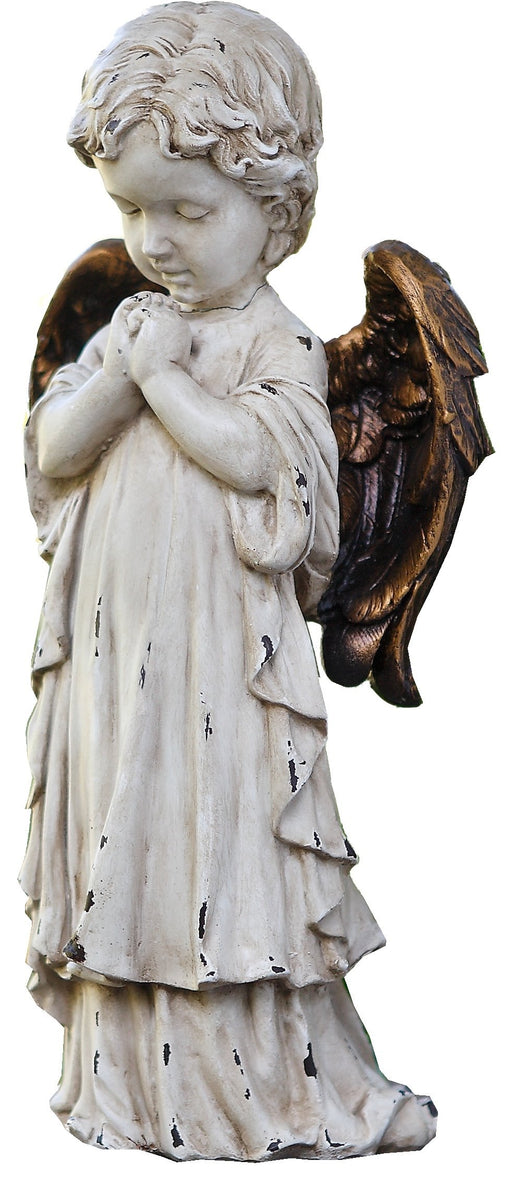 Napco 11260 Praying Cherub with Bronze Wings Garden Statue, 12