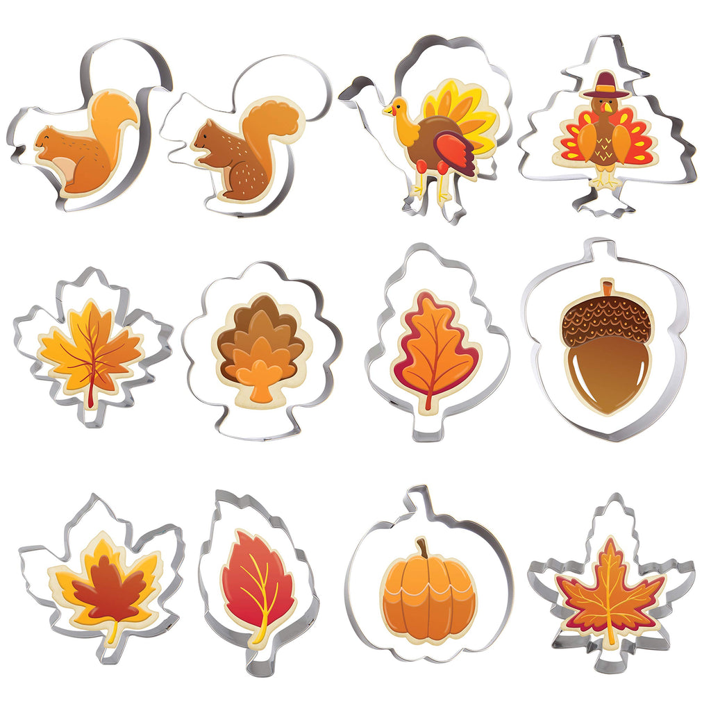 Fall Thanksgiving Large Cookie Cutters Set - 8 Pcs Stainless Steel Biscuit Fondant  Cutters 