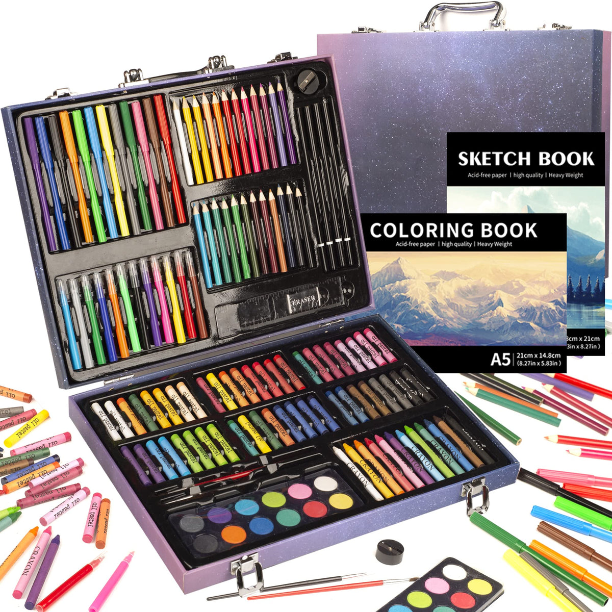 143 PCS Deluxe Art Set Artist Drawing&Painting Set,Art Supplies  with Wooden Case Crafts-Professional Art Kit for Kids Teens and Adults  Artist