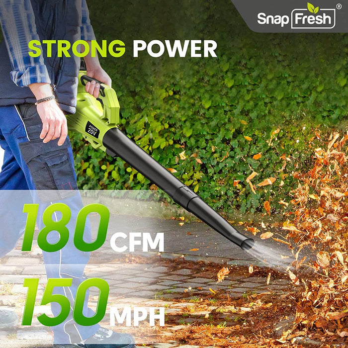 SnapFresh Leaf Blower - 20V Leaf Blower Cordless with Battery