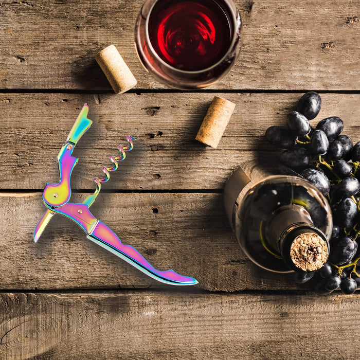 Mirage Corkscrews Wine Key Double Hinge Wine Opener Waiter Corkscrews Rainbow 2 PCS