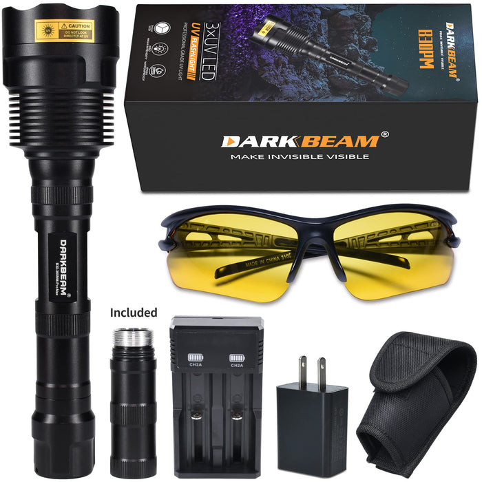 DARKBEAM UV Flashlight Black Light 365nm Woods lamp, USB-C Rechargeable  Filtered Blacklight, LED Ultraviolet 20W Powerful Handheld Detector for Pet