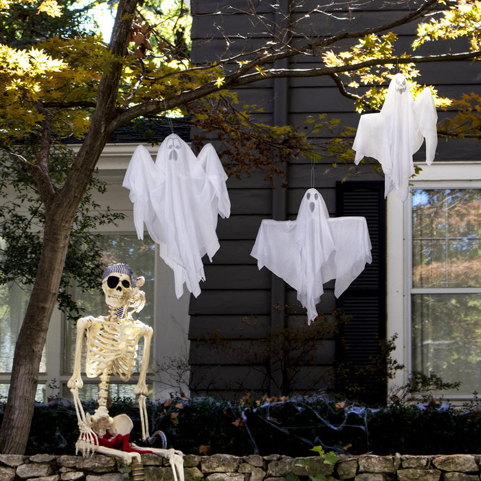 3 Pack Hanging Ghosts Halloween Decor, Cute Halloween Decorations Outdoor Or Indoor, Flying Ghost For Trees, Patio, Balcony