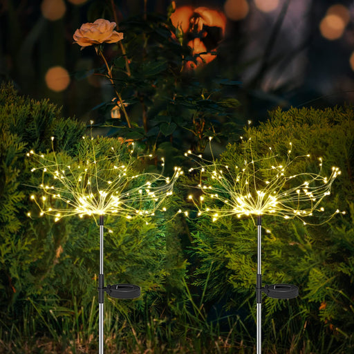 Solar Garden Lights Solar Firework Lights 120 LED Outdoor Waterproof with 2  Lighting Modes Twinkling and Steady-ON