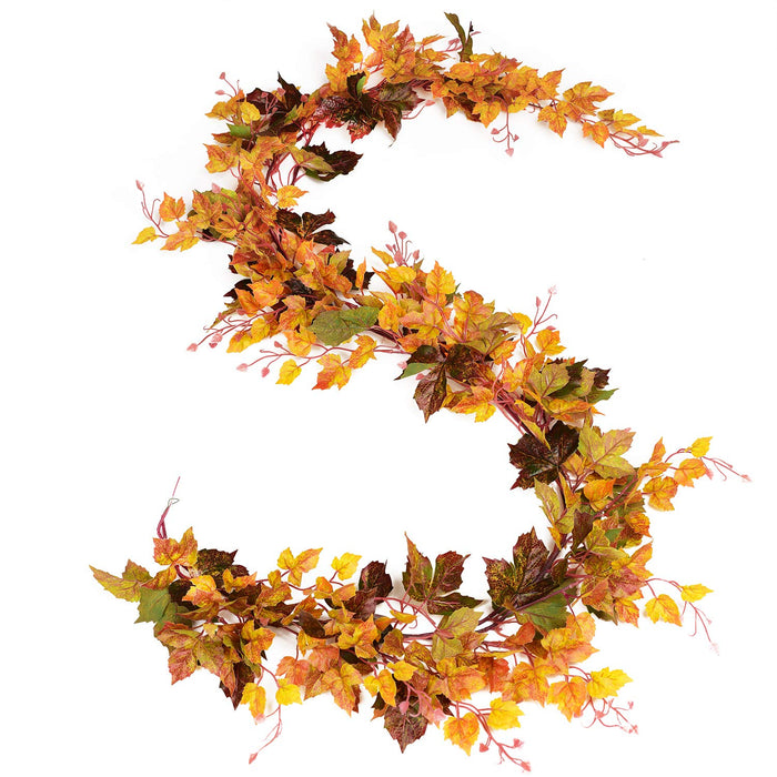 DearHouse 2 Pack Fall Garland Maple Leaf, 6.5 Ft/Piece Hanging Vine Garland Artificial Autumn Foliage Garland Thanksgiving Decor for Home Wedding Fireplace Party Christmas