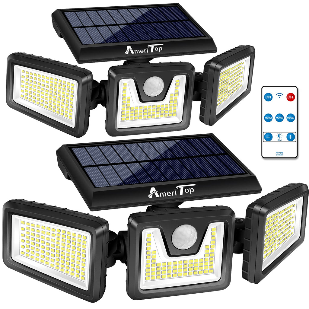 AmeriTop Solar Lights Outdoor, 300 LED 2200mah 7000K Cordless LED