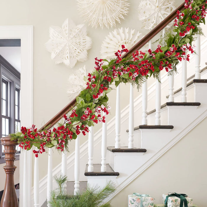 Burgundy Red Pip Berry Garland Festive Artificial Hanging Vines