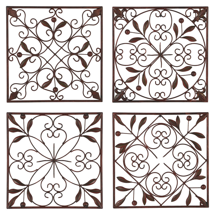 Deco 79 Metal Floral Wall Decor with Black Frame, Set of 2 12W, 28H, Black