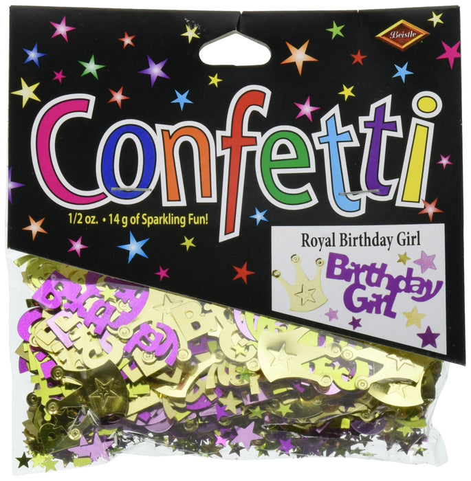 Beistle Royal Birthday Girl Metallic Confetti Party Table Decorations, 0.5 Ounces, Pink/Gold