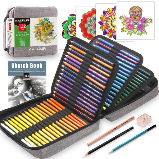 82 Pack Drawing Set Sketching Kit, Pro Art Supplies with 3-Color  Sketchbook, Coloring Book, Colored, Graphite, Charcoal, Watercolor,  Metallic Pencil