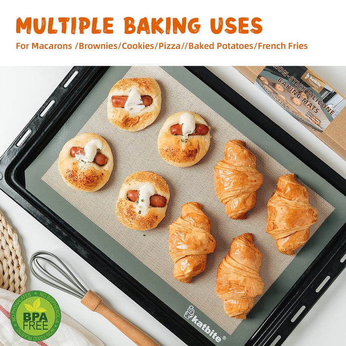2 Non-Stick Silicone Baking Mats Tray Pan Liners - Half Sheet 11-5/8 -  16-1/2