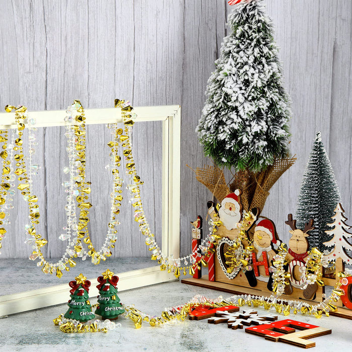 2 Pieces 20 Feet Christmas Clear Bead Garlands Faux Crystal Bead ...