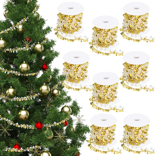 32.8ft Roll Christmas Garland Christmas Tree Gold Bead Decoration Clear  Iridescent & Gold Bead Garland Twist Bead String for Christmas Tree  Decorations, Rustic Crystal Garland Ornaments for Home Decor