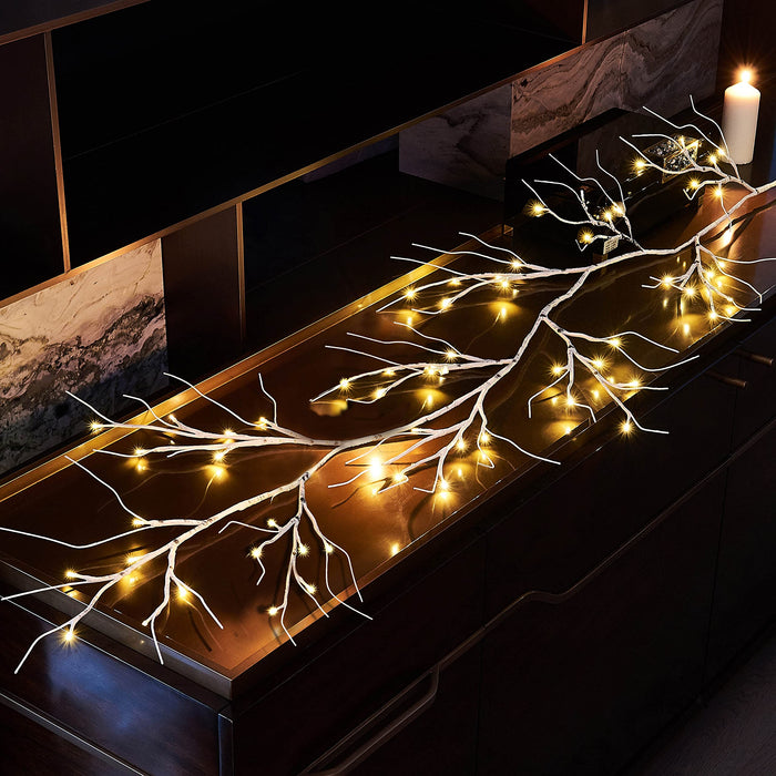 Fudios Pre-lit Twig Garland Lights Battery Operated with Timer