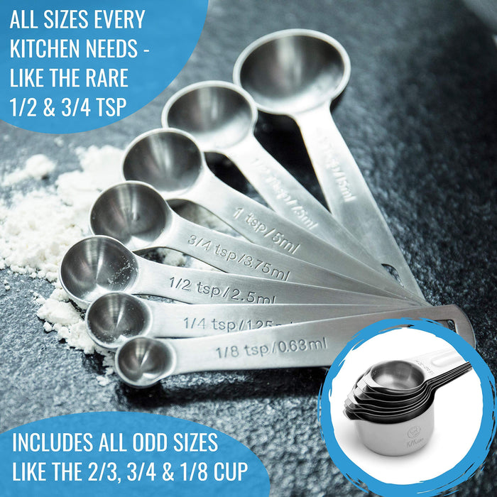 Measuring Spoon Round Measure Cup 1/16-1 Tbsp Baking Tablespoon Tool, Silver