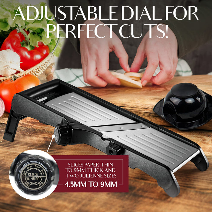 Mandoline Food Slicer, Adjustable Stainless Steel with Waffle Fry