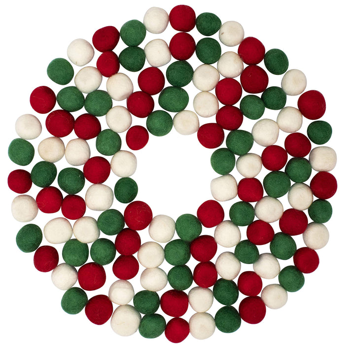 1200 Christmas red green white pom pom felt garland making beads