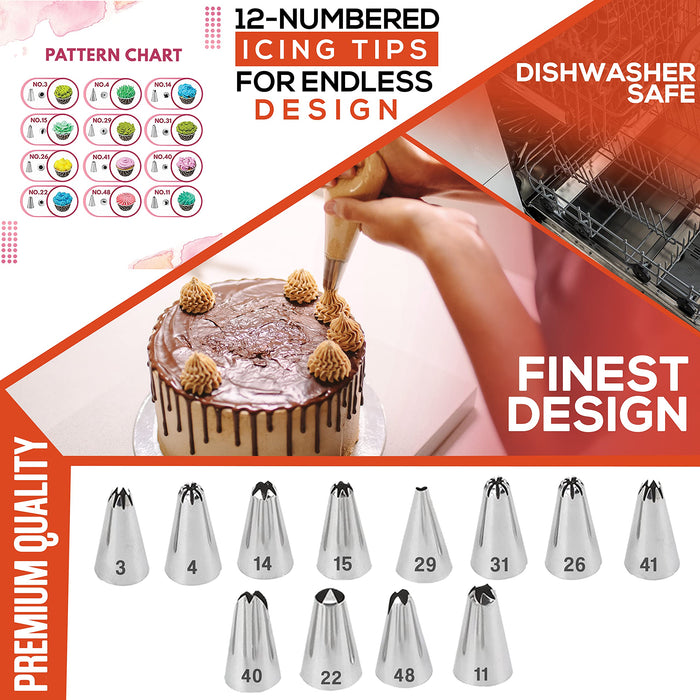 Cake Decorating Supplies Kit,310 PCS Baking Supplies Set with Icing Piping  Tips & Russian Nozzles with Pattern Chart,Piping Bags,Mother's Day Gift in  Kenya | Whizz Kitchen Utensils & Gadgets