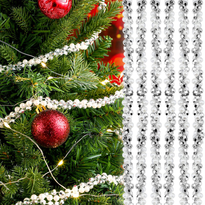 Christmas Tree Beads Garland Decoration, Assorted Size Beads Garland White  Beads Chain for Christmas DIY Decoration Holiday Party Supplies (White