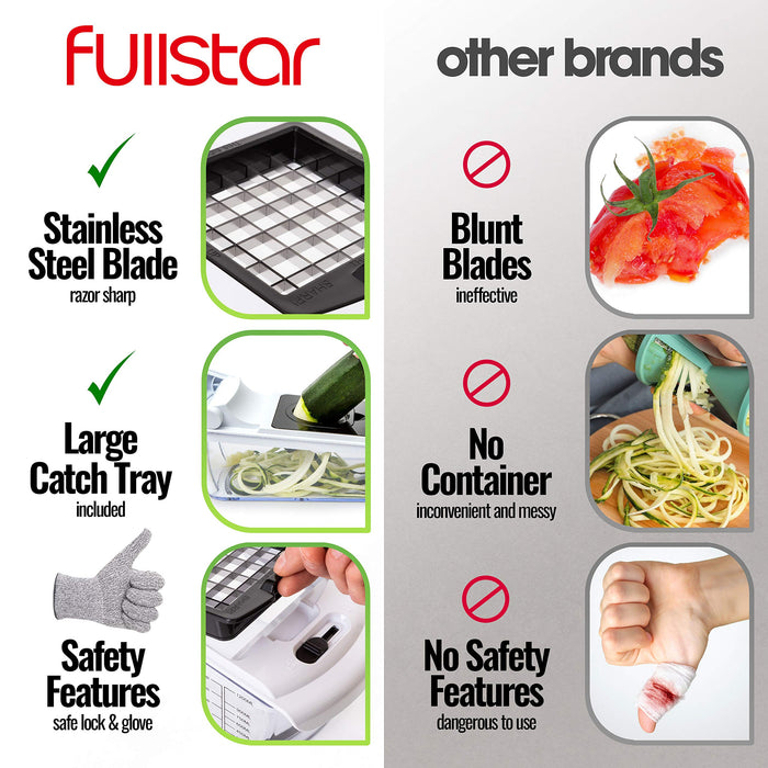 Fullstar 7-in-1 Stainless Steel Mandoline Slicer for Kitchen, Vegetable  Slicer, Veggie Chopper & Cheese Grater, Meal Prep Food Storage Container  Anti-slip Base & Protective Glove Included 