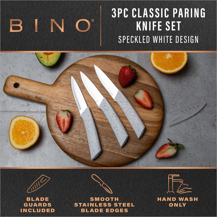 BINO 5-Piece Stainless Steel Kitchen Knives Set with Sheath - Speckled  Black | Chopping Knife | Serrated Utility Knife | Santoku Knife | Bread  Knives