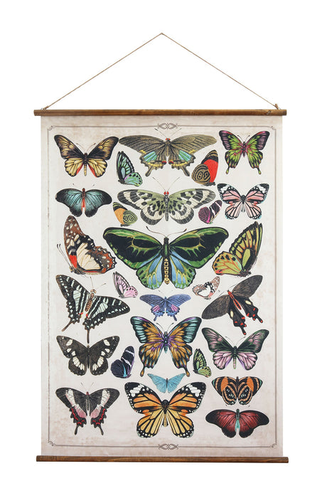 Creative CoOp Butterflies Burlap & Wood Scroll Wall Dcor