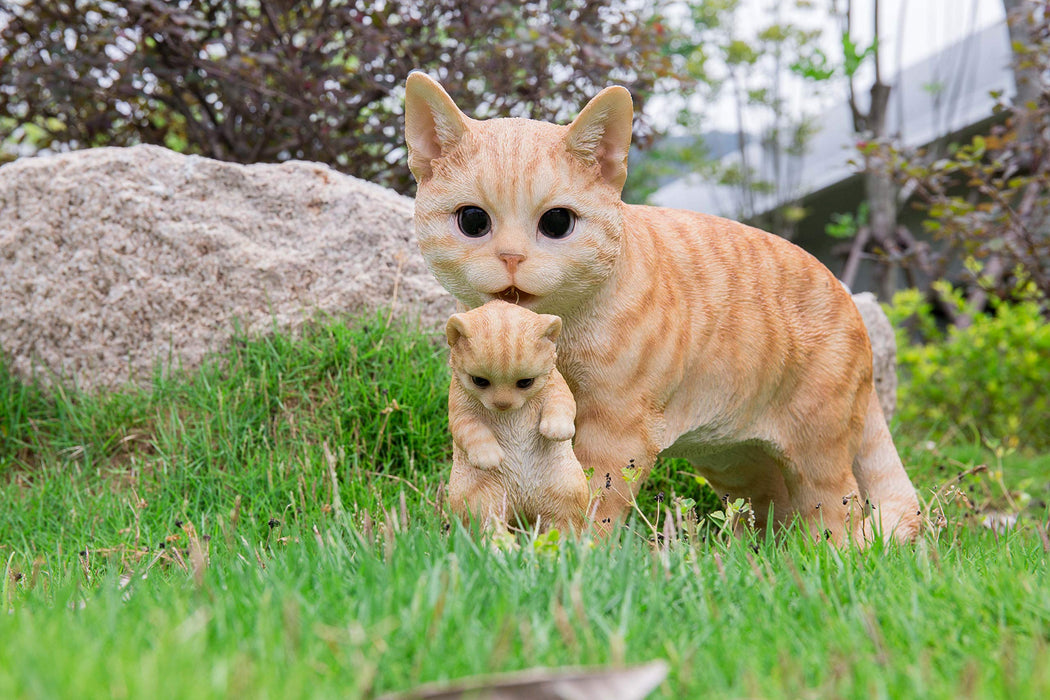 Hi-Line  87757-N Mother Cat Carrying Kitten-Orange Tabby