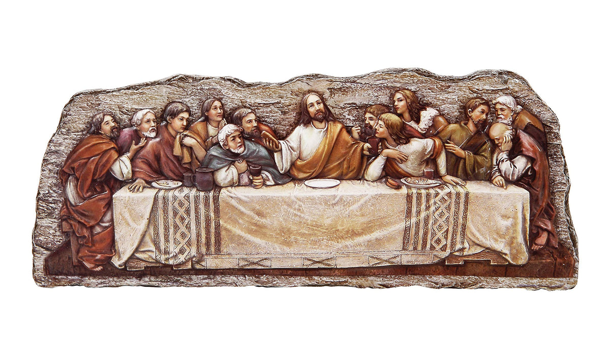 Joseph's Studio by Roman The Last Supper Wall Plaque, 5 H and 12.25 W, Resin and Stone, Religious , Wall Decoration, Collection