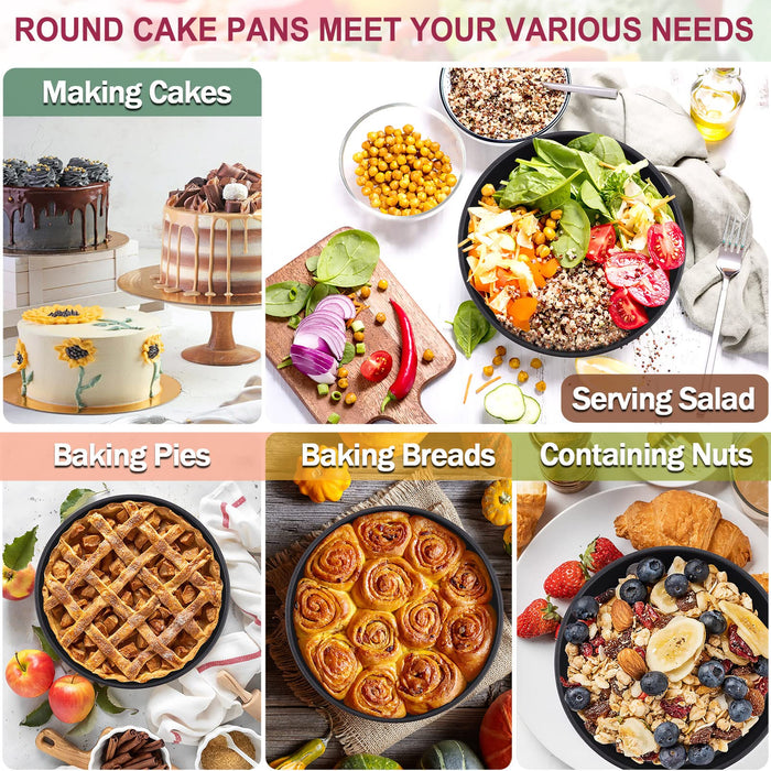 P&P CHEF 8 x 3 Inch Nonstick Cake Pan Set of 2, Round Cake Baking Pans for  Birthday Wedding Layer Cake, Deep Side & One-piece Design, Stainless Steel