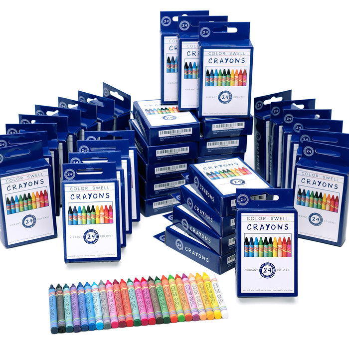 Color Swell Bulk Crayon Packs - 36 Boxes of 24 Vibrant Colored Crayons —  CHIMIYA