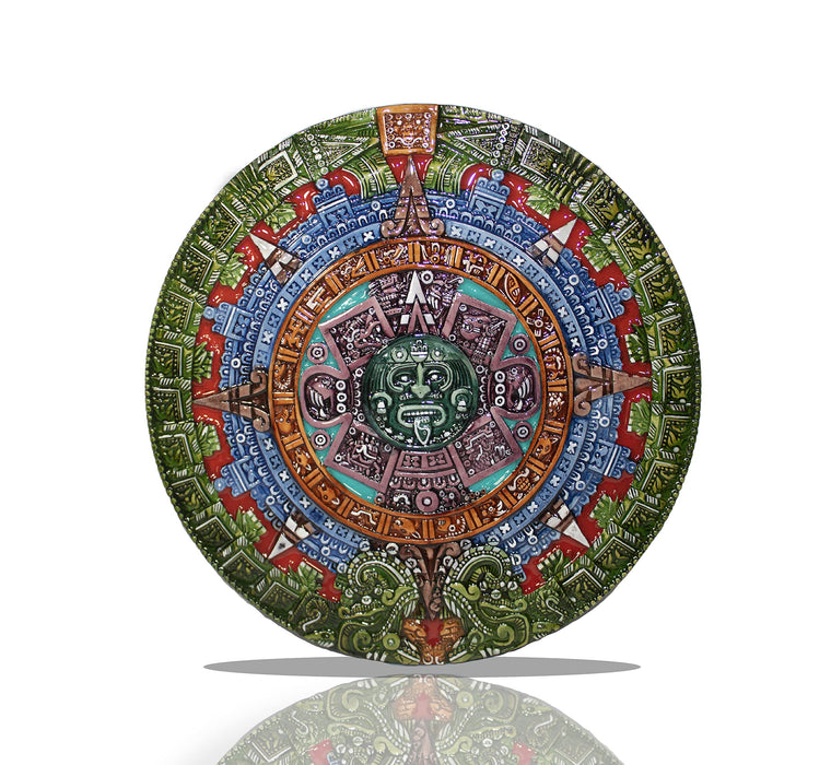 El Mexicanito / 11 Unique Aztec Face Human Sacrifice Calendar Bone With Epoxy Coating, Wall Mexican Decor, Handcrafted Art