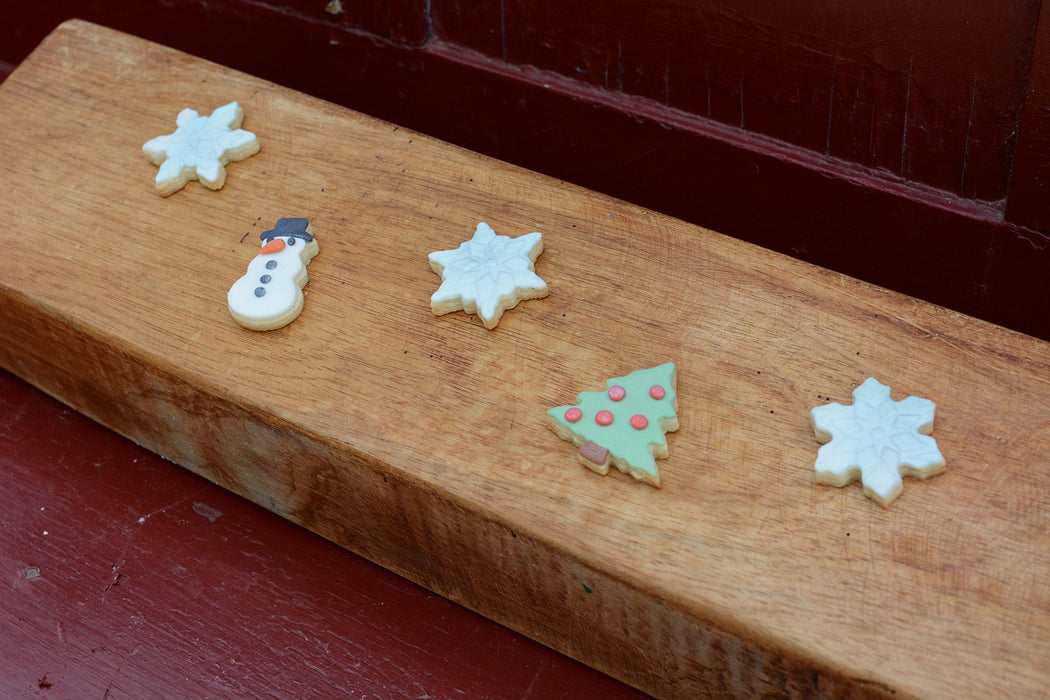 R&M International Mini Snowfall Cookie Cutters, Snowman, Tree, 3 Snowflakes, 5-Piece Set