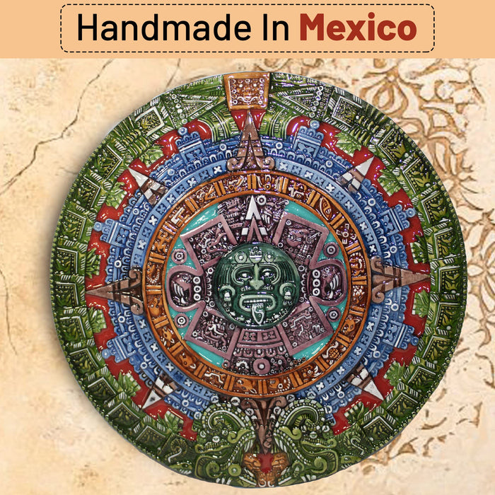El Mexicanito / 11 Unique Aztec Face Human Sacrifice Calendar Bone With Epoxy Coating, Wall Mexican Decor, Handcrafted Art