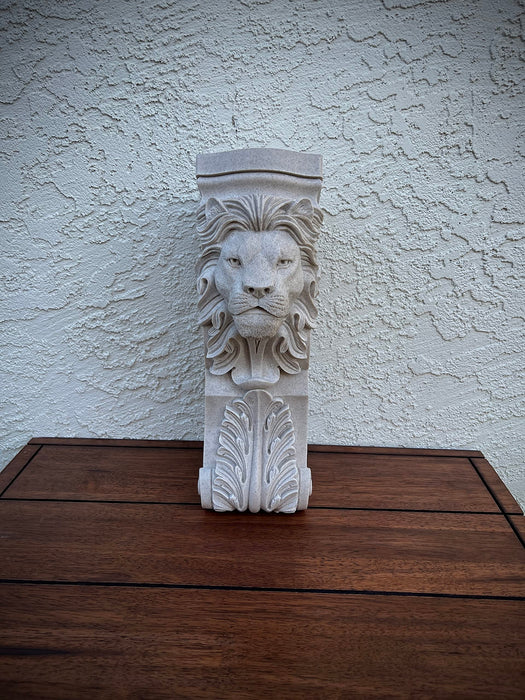 XSEN Design Supply Wall Shelf Lion Head Corner Decor 13.8in (Artificial Granite)