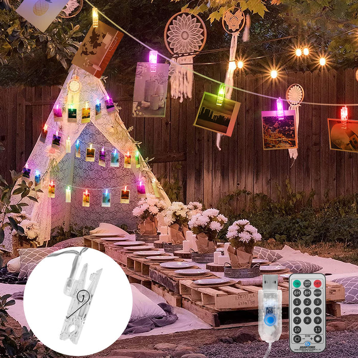 LECLSTAR 50 LED Photo Clips String Lights, 17ft with Remote - 8 Modes Fairy  Lights to Clip on Pictures, Photos, Cards