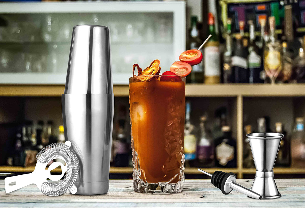 Bar Cocktail Shaker Boston Shaker: 2-piece Set: 18oz Weighted