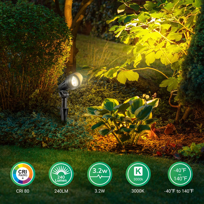 EDISHINE 3.2W Low Voltage LED Landscape Lights with 35° Beam Angle, 240LM  3000K Outdoor Landscape Lighting, CRI 80, Waterproof Led Landscape Lights