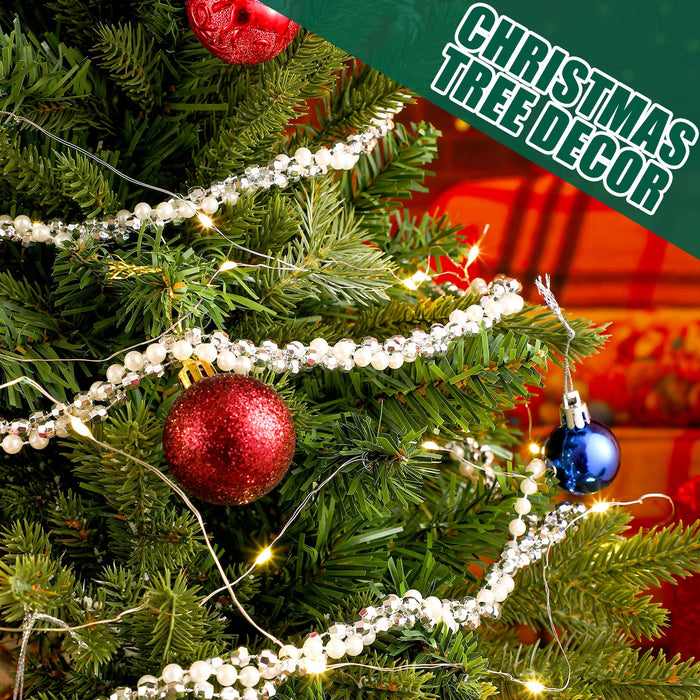 11.8 ft Christmas Iridescent Twisted Bead Garland Silver and White Bea —  CHIMIYA