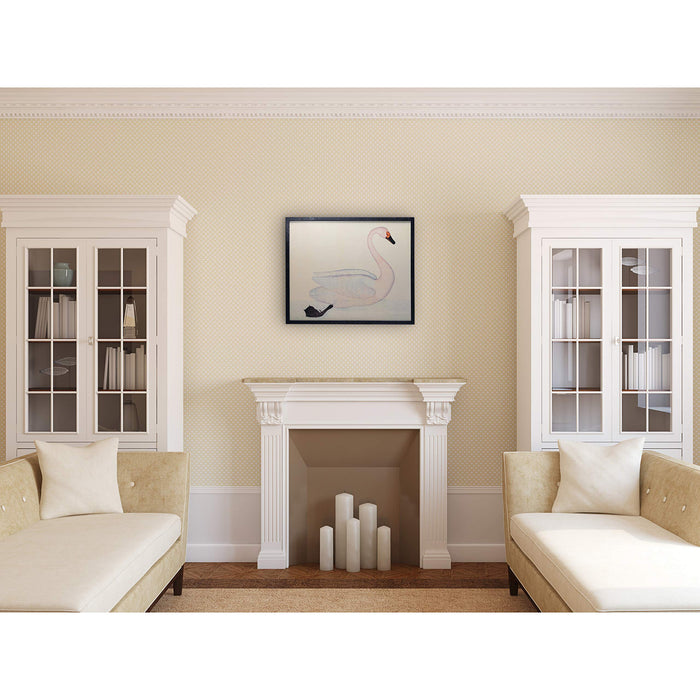 Creative CoOp Wood & MDF Framed Vintage Reproduction Swan Image, White Wall Dcor