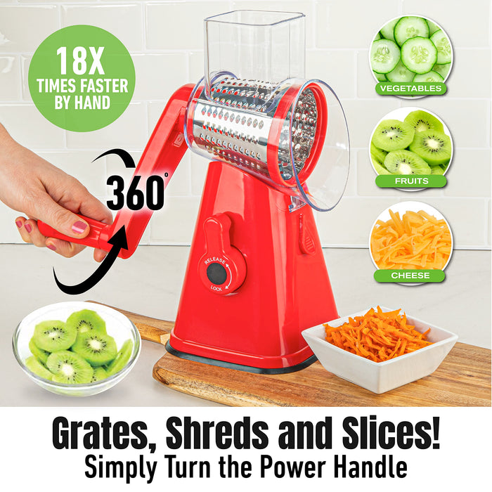 Geedel Rotary Cheese Grater, Kitchen Grater Vegetable Slicer With 3  Interchangeable Blades, Powerful Suction, Dishwasher Safe, Easy To Clean  Grater Fo