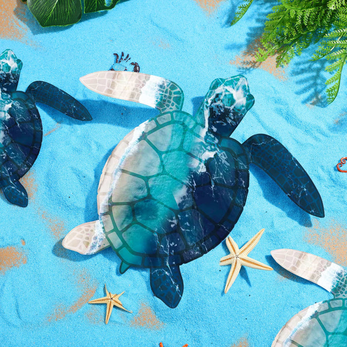 3 Sizes Metal Sea Turtle Wall Decor Iron Beach Art Wall Decor Blue