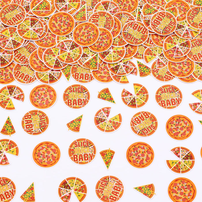 200PCS Pizza Party Confetti for Boys Girls - Pizza Pattern Table Scatter Confetti with Slice Slice Baby for Pizza Theme Baby Shower Decor Birthday Party Supplies