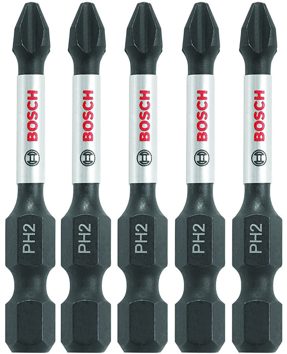 BOSCH ITPH2205 5-Pack 2 In. Phillips 2 Impact Tough Screwdriving Power Bits